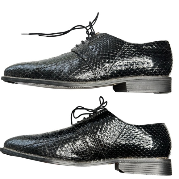 Giorgio Brutini Genuine Snakeskin Black Derby Dress Shoes Mens Size 11.5 Classic - Picture 8 of 16
